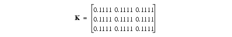 すべての値が 0.1111 の 3 × 3 のマトリックス。