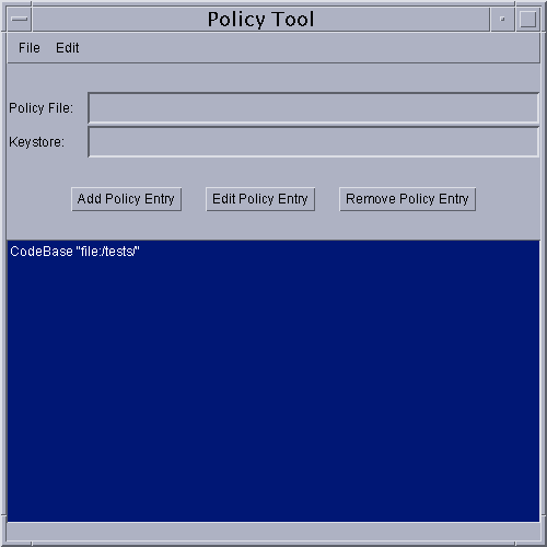 CodeBase が 1 つ指定されている「Policy Tool」ウィンドウ