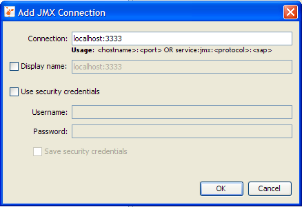 「Add JMX Connection」ダイアログボックス。